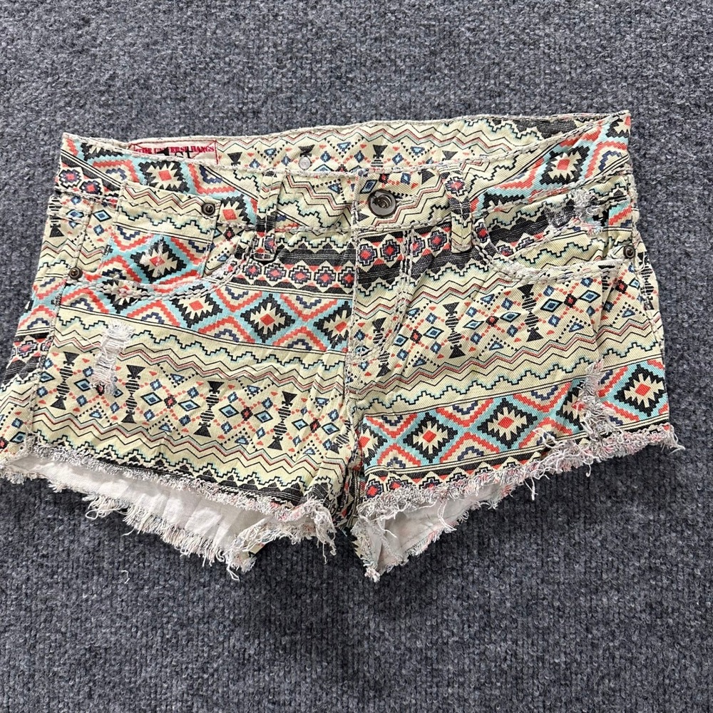 Fox Shorts Womens Size 5 Multicolor Aztec Print Cut Off Denim Festival Casual